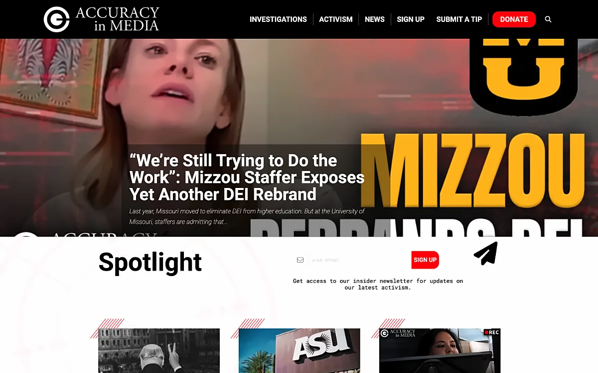 Accuracy in Media website screenshot