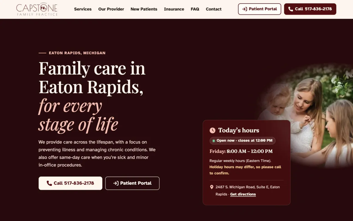 Capstone Family Practice website screenshot