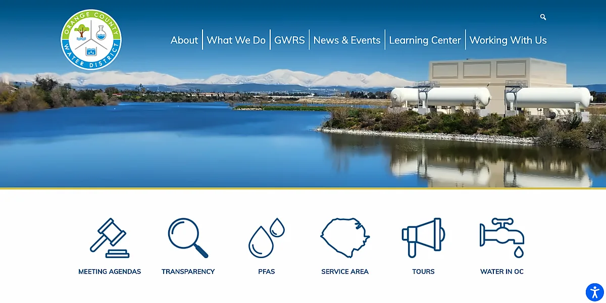 Orange County Water District website screenshot